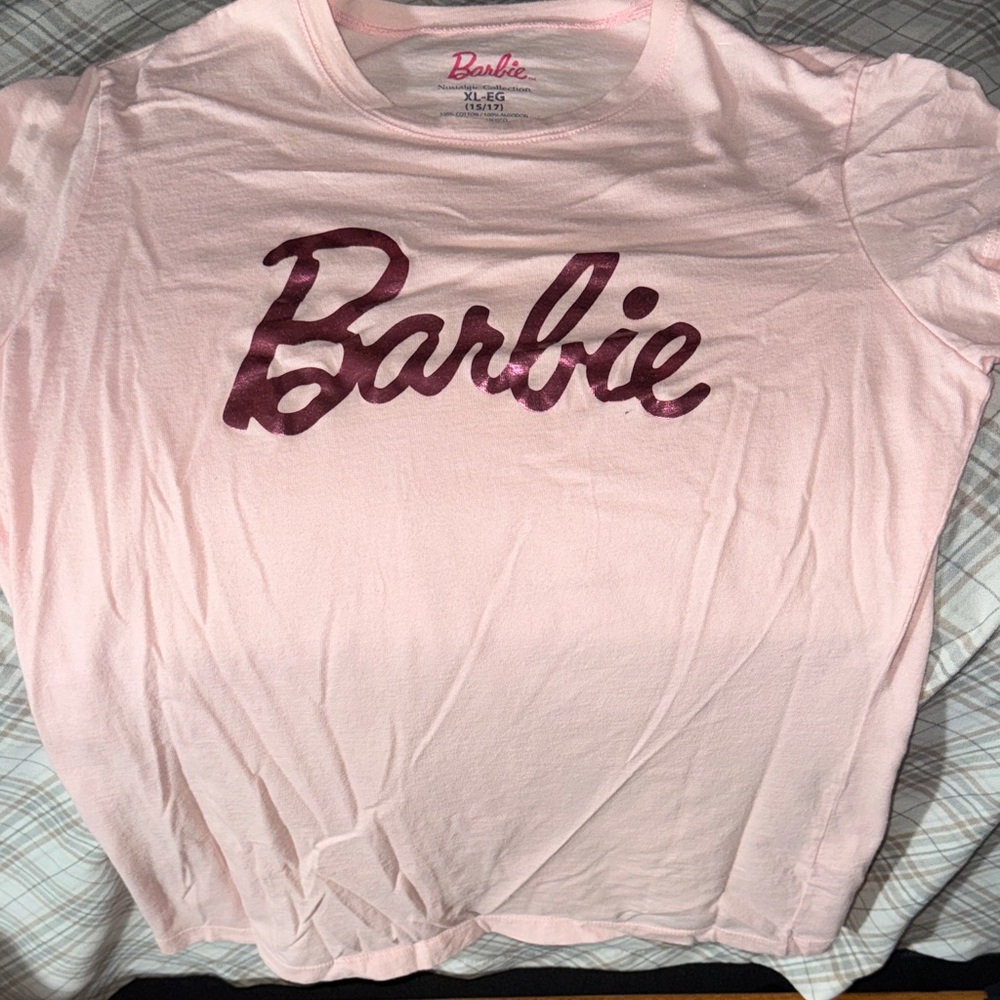 Barbie Light Pink Tee with Metallic Berry Logo